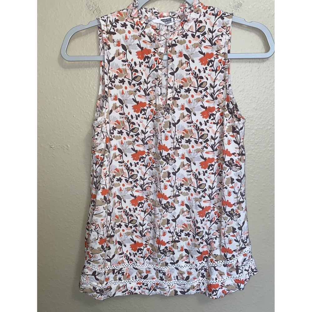 Mountain Khakis MK Women's Wildflower Tank Top Small Orange Tan White Floral